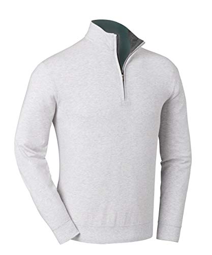 Bobby Jones Liquid Cotton Stretch Golf Pullover  Mens 1/4 Zip Pullover Golf Apparel Heather Grey