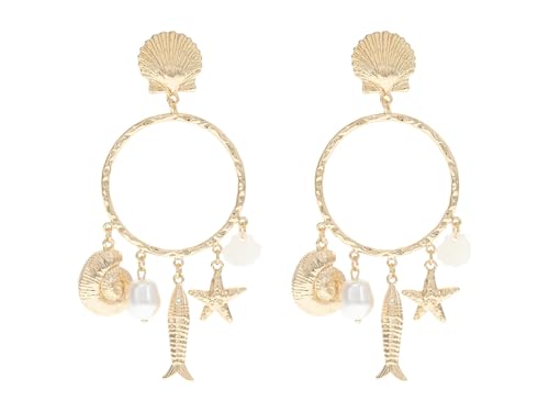 Lilly Pulitzer Women's Summer Serenade Charm Hoop Earrings Gold Metallic One Size