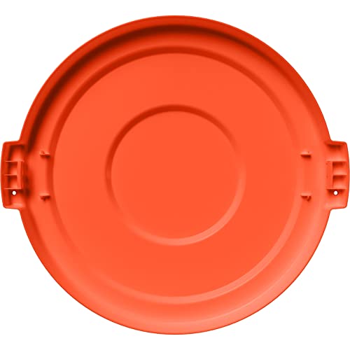 Image of SPARTA Bronco Trash Can Lid, Round Waste Container Cover, Polyethylene, 20 Gallons, Orange, (Pack of 6)