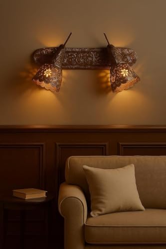 Image of Double Brass Spot Light Wall Sconce with Brasss Material for Decorative Living Room Wall Ceiling Lamp Balcony Decor and Home (Free Bulb)