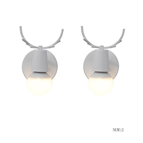 Preisvergleich Produktbild Wandleuchte innen Eisen Hirschhornwandleuchte Nordic moderne einfache Zusammenfassung kreative Nacht Schlafzimmer Wohnzimmer Treppen Schwarz / Weiß E27 justierbare Winkel Kleine Wandleuchte