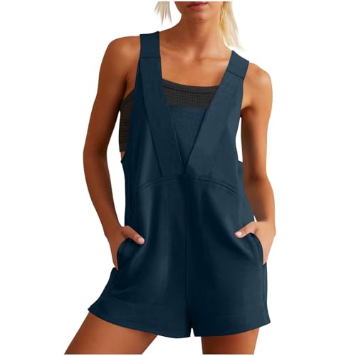 Image of Summer Rompers for Women 2026 Spring Flowy Dressy Casual Boho Jumpsuits Beach Comfy Linen Athletic Overalls