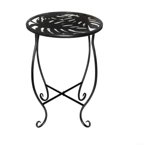 Petite table d'appoint d'extérieur ronde de 20,3 cm avec découpe de fleurs, table de patio moderne et portable en métal antirouille pour table basse extérieure