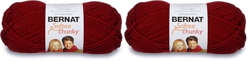 Image of Bernat Softee Chunky Yarn, 3.5 Oz, Gauge 6 Super Bulky, Wine (Pack of 2)
