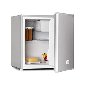 Klarstein 50L1-SG minibar mini koelkast mini snacks en dranken koelkast (40 L, 39 dB stil, 1 plankinzet, 1 deur opbergvak, 1 deur flessenplank, vriesvak, verstelbaar) zilver