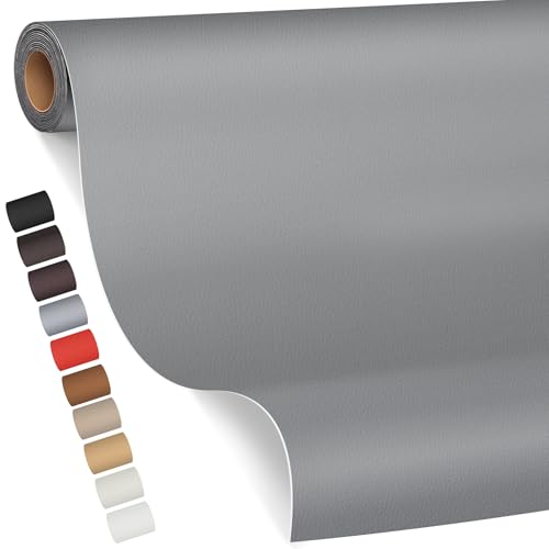 FBKOQKU Cuero Adhesivo Parches, 80 x 200 cm Cuero Adhesivo Para Tapizar, Parches de Cuero Adhesivos Polipiel Adhesiva para Sofá, Asiento de Coche, Muebles, Chaquetas（Gris oscuro）