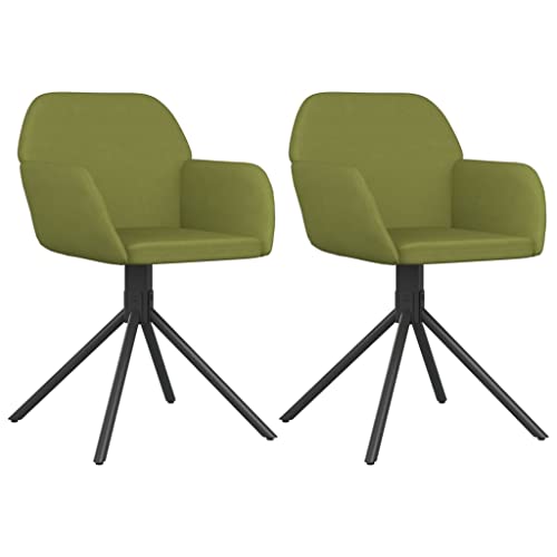 vidaXL 2X Chaises Pivotantes de Salle à Manger Fauteuils à Dîner Chaises de Cuisine Chaises de Repas Hauteur Réglable Vert Clair Velours
