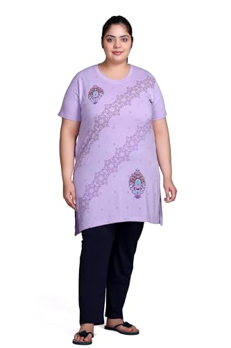 Image of In Love Women's Plus Size Printed Cotton Night Suit Set Short Sleeve | Cotton fabric - soft night suit set for sleepwear and home comfort