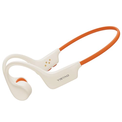 Image of Bone Conduction Headphones, Open Ear Headphones Wireless Earphones, 32GB MP3, 8 Hours Playtime, Bluetooth 5.3, IP68 Waterproof Headphones for Running and Fitness Workout - Beige Orange