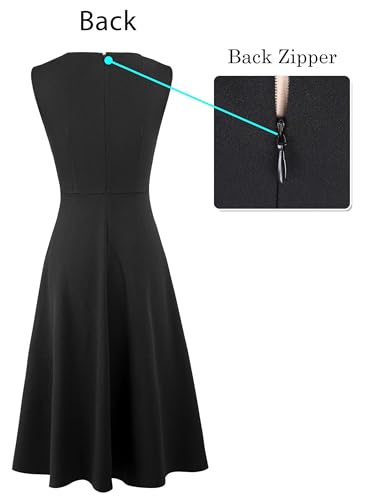 Image of VFSHOW Womens Front Zipper Work Business A-Line Dress Elegant Professional Office Career Church Fit and Flare Skater Dresses