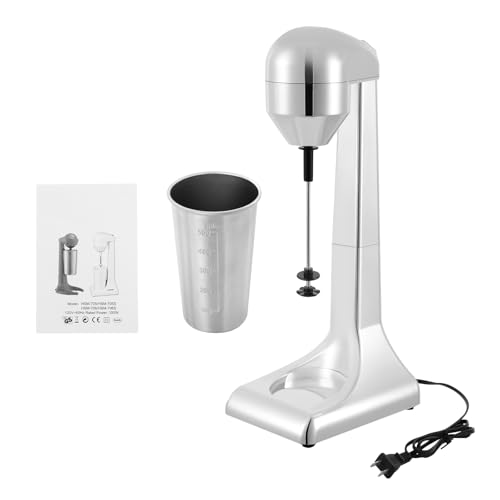 Single Head Milkshake Maker Machine, Stainless Steel Milk Blender 2 Speed Shaking, Commercial Electric Milk Shaking Machine with 500ml Cup, 23000RPM