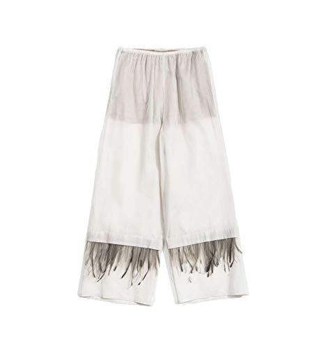  Alysi - Donna Pantalone Bianco Pantalone con Piume 109165 P9204 Avena - Taglia 42