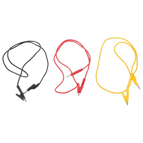 FRCOLOR 3 Piezas Clips para Pruebas con Pinzas Cocodrilo Aisladas Cables de Prueba Apilables Rojo Negro Amarillo para Circuitos Eléctricos