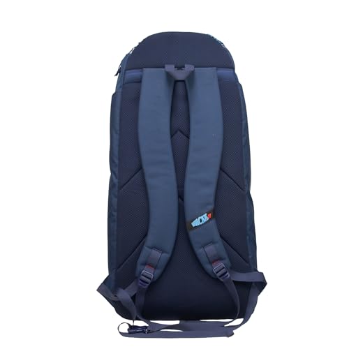 Image of Whackk Kallis 103L Unisex Cricket Kit Bag Backpack | Adult Size | 2 Bat | Shoe /Helmet Pocket | Main Compartment 18 inch Leg Pad |2 Bottle Holder | Easy Access Pocket | Player Edition Senior (navy printed)