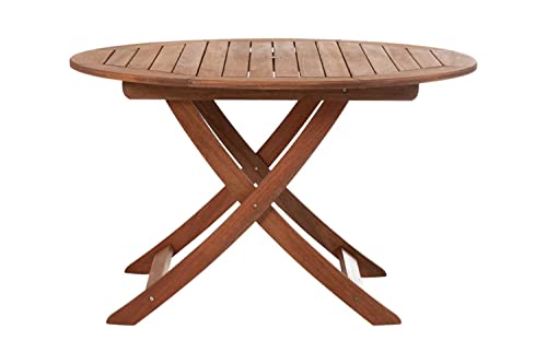 Mesa Dobrável Redonda de Madeira para Varanda Área Externa 120 cm Dobrável Oppa Design - Jatobá