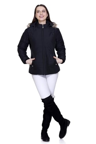 Image of Winter Puffer Jacket with Faux Fur Hood, Quilted, Full Zip, Burgundy