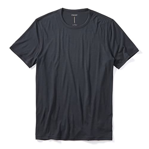 Huckberry Proof Men's 72-Hour Merino Wool T-Shirt - Performance Fit, Short Sleeve Crewneck, Moisture Wicking & Odor Resistant, Stone Black, XL
