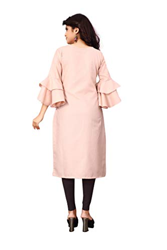 Image of OM SAI LATEST CREATION Slub-Rayon 3 /4 Sleeve Printed A-Line Kurti for Women