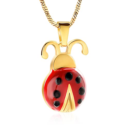 Yinplsmemory Cremation Jewelry Flying Ladybug Urn Necklace for Ashes for Women Stainless Steel Animal Shape Ashes Keepsake Urn Locket Memorial Jewelry