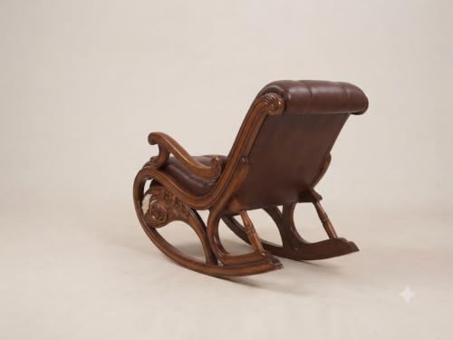 Image of CRAFTCITY Solid Sheesham Wood Relaxing Chair with Ottoman (Dark Brown)