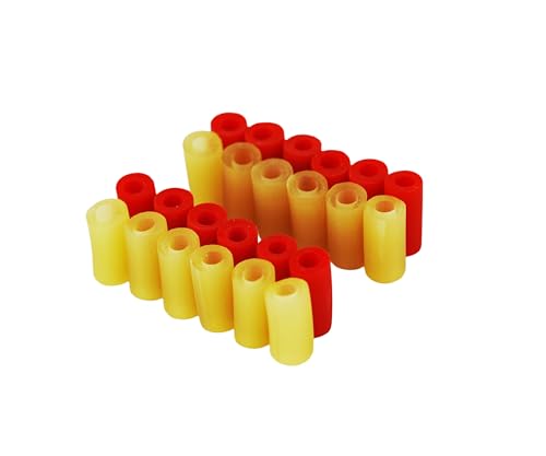 Guyker Guitar Pickup Mounting Rubber Tubing, 3mm Inner Dia. Natural Rubber Tubes Guitar Accessories for Electric Guitar Mounting or Height Adjustment (Red+Yellow, Set of 24)