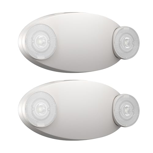 EXITLUX 2 Packs Emergency Lights for Business, Hard Wired, LED Emergency Lights with Battery Backup, 2 Heads Adjustable Commercial Exit Lighting Fixtures, UL 924 Certified, 120/277VC.
