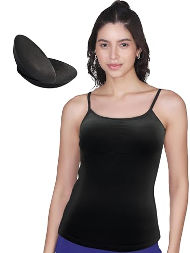 Image of DChica Padded Camisole Bra for Women, Sleeveless Undershirts Cami Vest with Adjustable Straps Cotton Camisole Tank Top /Innerwear for Women (Pack of 1)