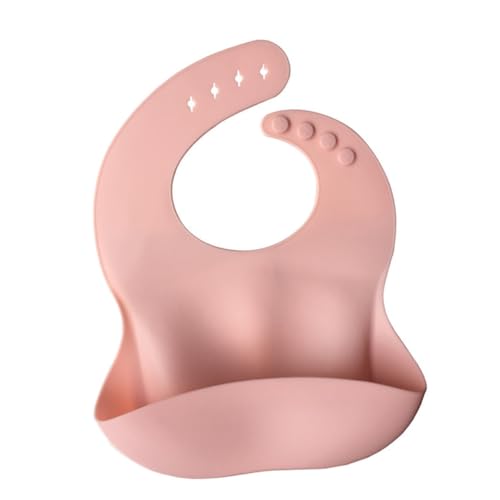 POPETPOP Babero de Silicona para Toalla para Saliva Babero Tridimensional sin Lavado con Diseño Rosa para Comidas y Cena