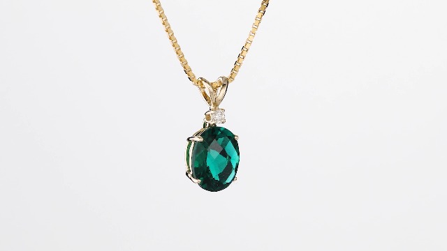 Amazon.com: PEORA Created Emerald with Genuine Diamond Pendant for