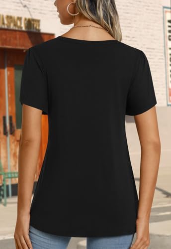 Image of CATHY 2026 Women Tops Summer Short Sleeve Tunic V Neck T-Shirts Loose Casual Floral Blouse S-4XL