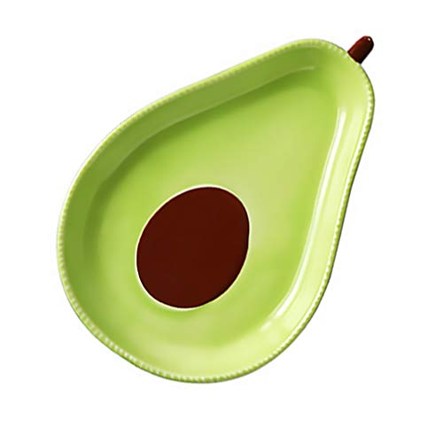 Yardwe Ceramic Seasoning Dishes, Avocado Shape Shaped Sauce Dish Sushi Dipping Bowl, Mini Dinnerware Plate Condiment Dish, L