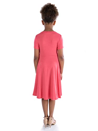 24seven Comfort Apparel Girls Short Sleeve Knee Length Skater Twirl Summer Dress - Pull On Closure Girls Floral Flared Skirt3