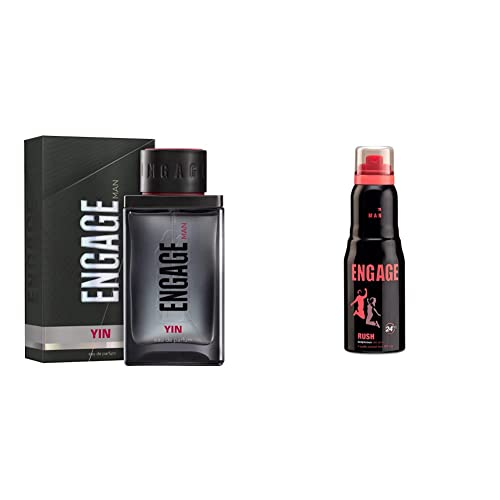 Image of Engage Yin Eau De Parfum, Perfume Spray For Men, 90ml & Man Deodorant, Rush, 150 /165ml (Weight May Vary)