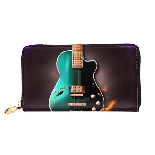 Portefeuille de voyage femme téléphone fermeture éclair motif avion guitare