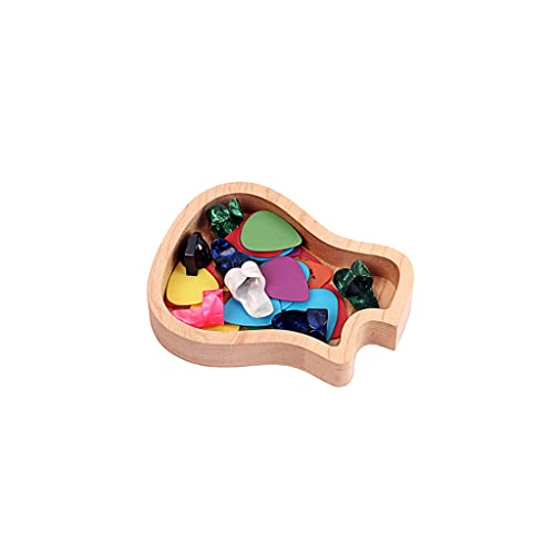 Ogdni Guitar Wood Picks Box Guitar Shaped Guitar Pick Storage Plectrum Container for Guitar Accessories, 30-69MR-GMP6, Large - Image 2