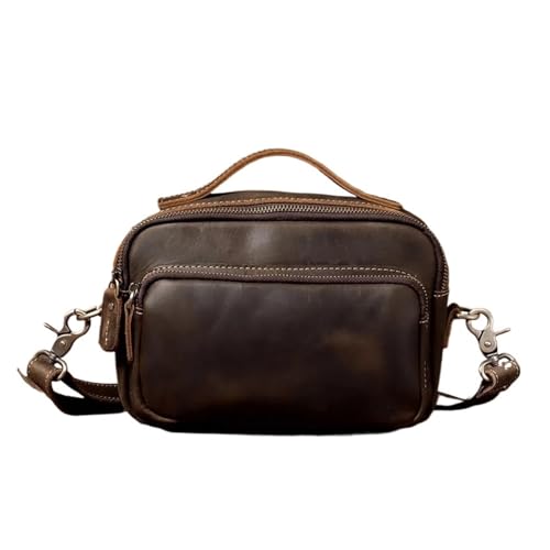 Bolso de cuero vintage multibolsillos para organizar el día a día masculino