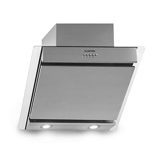 Klarstein Zola - Campana extractora de pared, Aspiración/Ventilación, 3 Niveles intensidad, Filtro grasa de aluminio, Iluminación LED, Extracción hasta 610 m³/h, Potencia 190 W, 60 cm, Plateado