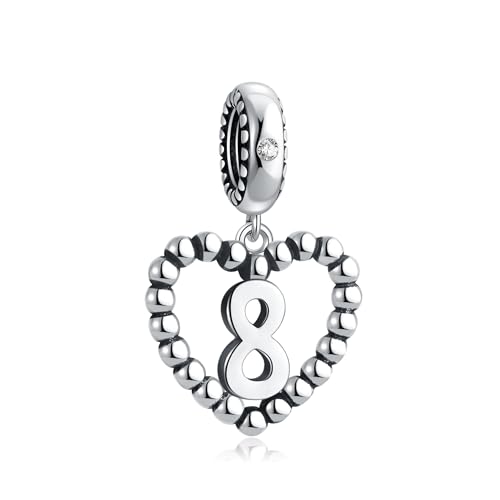 Image of 925 Sterling Silver Number Charm fits Pandora, Gift for Women