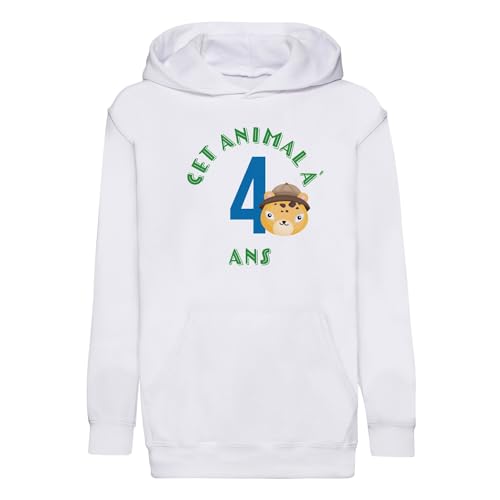 Sweat à capuche enfant 4 ans anniversaire safari vêtement premium en coton chaud