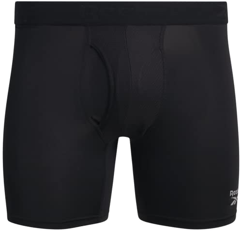 Reebok Men's Boxer Briefs - 8 Pack Performance Mens Underwear Boxer Briefs with Fly Pouch - Athletic Underwear for Men (S-XL), Size X-Large, Charcoal/Black/Grey/Black3