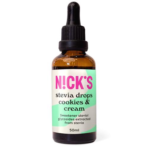 NICKS Stevia Liquide, Gouttes de stévia Arôme Cookies & Cream - Edulcorant Naturel, Zéro Calorie Substitut de Sucre - Keto, Vegan, Sans Sucre, Sans Gluten,...