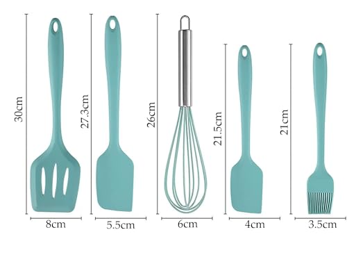 Image of Baskety Food Grade Silicone Rubber Spatula Set Non-Stick Kitchen Utensils for Baking, Cooking & Mixing (Blue)