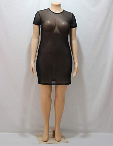 KELOVEPAN Plus Size Womens Sheer Mesh Swimsuit Cover Ups Dress Short Sleeve See Through Dresses for Women Sexy Club4