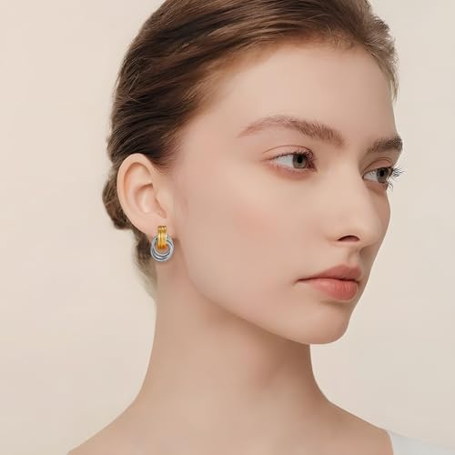 Two Tone Clip On Earrings for Women Statement Gold Silver Small Twisted Knot Clip On Earrings4