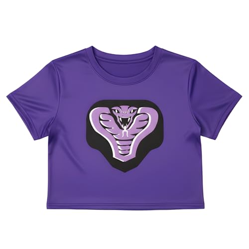 CoCosplaya Womens Purple Cobra Crop Top Dodgeball Costume Shirt Sexy Adult Teens Women T Cosplay Halloween Costumes L