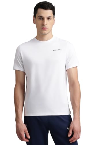 Image of Reebok Men's 100% Cotton Casual T-Shirt - Pure Cotton Soft Breathable Regular Fit Half Sleeve Tee for Men | Round Neck Tshirt for Men Cotton Tshirt