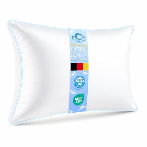 CloudÉtoile Kopfkissen 40x80 Daunenkissen Federkissen - Kissen 40x80 cm Daunen und Federn Bettkissen in Hotelqualität - 3-Kammer Daunenkissen Schlafkissen Ökotex-Zertifiziert - Schlaf wie auf Wolken