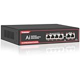 ienRon 6 Ports PoE Ethernet Switch with 2-Port Gigabit Uplink, 4-Port POE Gigabit add 2 Ports Gigabit Uplink, 68W Power Supply, 802.3af，Splitter |Fanless Design |Plug & Play |Wall Mount for Home