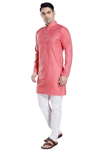 Image of DIVISIVE Men's Self Zari Line Cotton Blend Slim Fit Kurta Pyjama Set