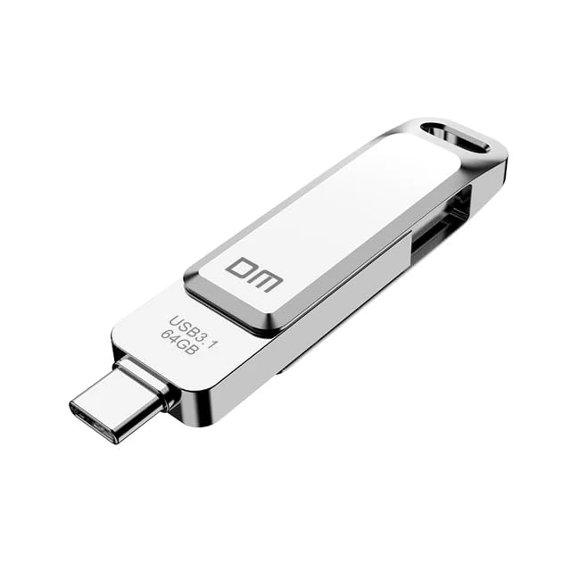 Image of DM PD168 64 GB Metal Pen Drive USB 3.1 Portable Pendrive USB Flash Drive Zinc Alloy Super Fast High Speed Waterproof Pen Drive for Computer Laptop MacBook (64 GB)